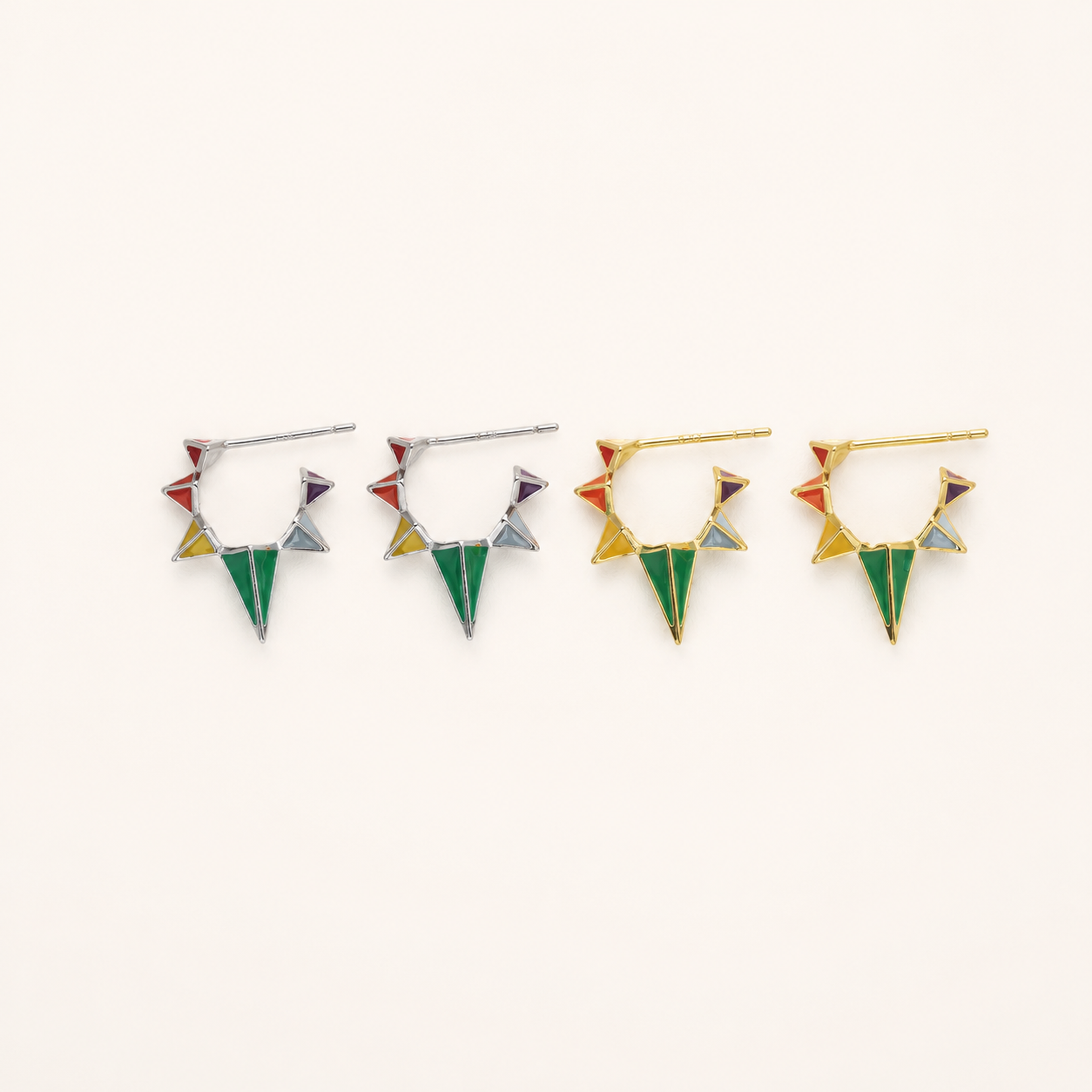 Sterling Silver Resin Geometric Open Stud Earrings detail