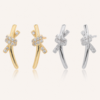 Sterling Silver Pave Zirconia Knot Stud Earrings