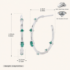 Sterling Silver Emerald-Green Zirconia Stud Earrings - Platinum