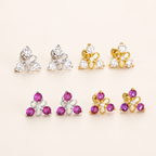 Sterling Silver Triangle Zirconia Flat Back Earrings detail
