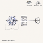 Sterling Silver Six-Prong Moissanite Stud Earrings - Platinum / 7mm