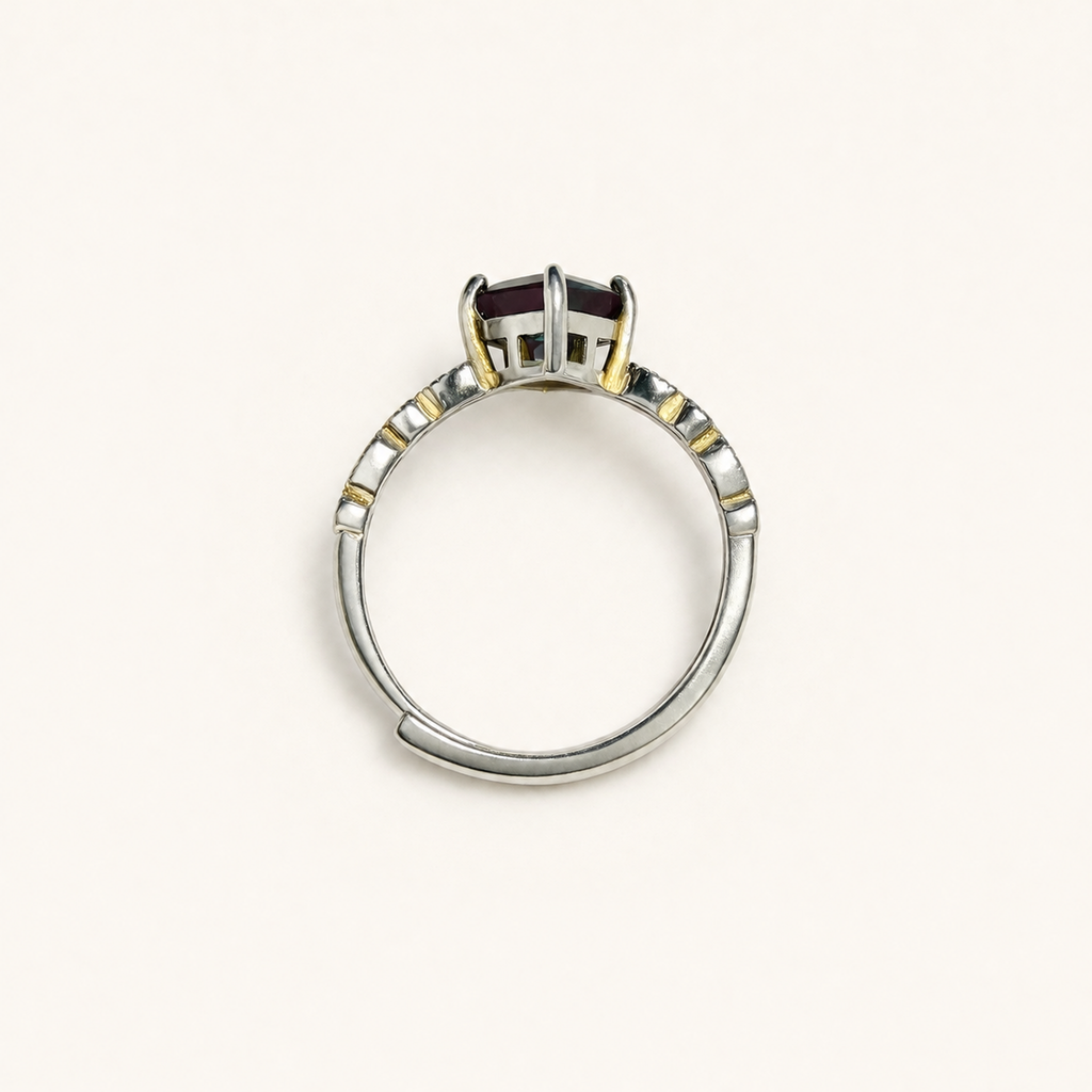 Compass Rose Lab-Grown Alexandrite Ring upright view