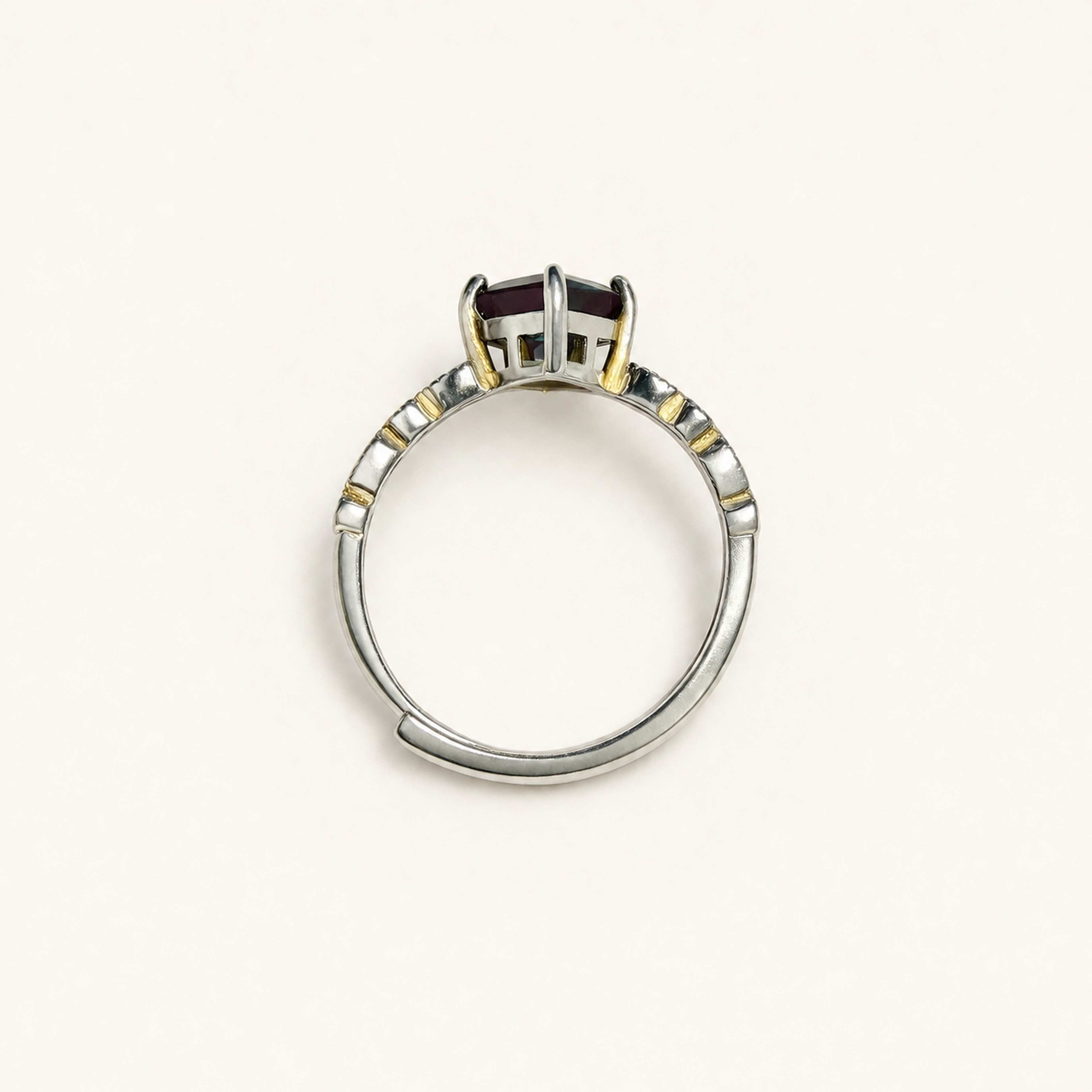 Compass Rose Lab-Grown Alexandrite Ring upright view