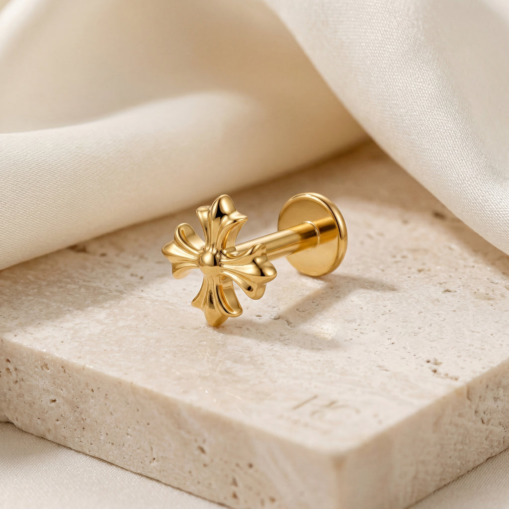 Cross Titanium Stud Earrings - image 5