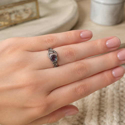 Moonkeeper Lab-Grown Alexandrite Ring worn on hand