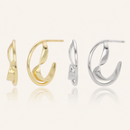 Sterling Silver Double C-Curve Stud Earrings