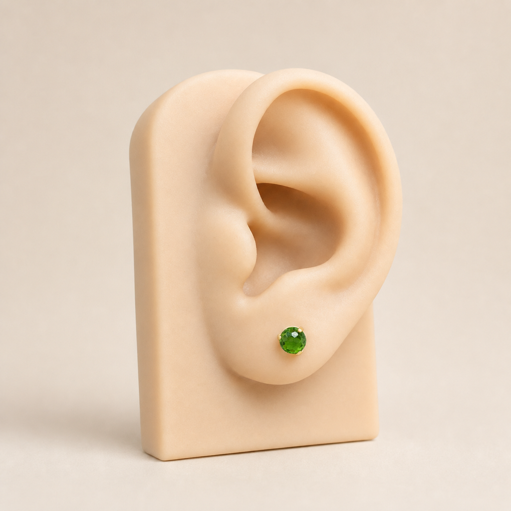 Titanium Green Crystal Flat Back Stud Earrings