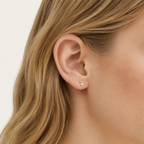 Sterling Silver Solitaire Zirconia Stud Earrings worn on the ear