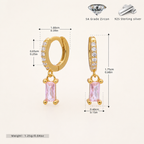 Sterling Silver Geometric Zirconia Hoop Earrings - Gold / 3