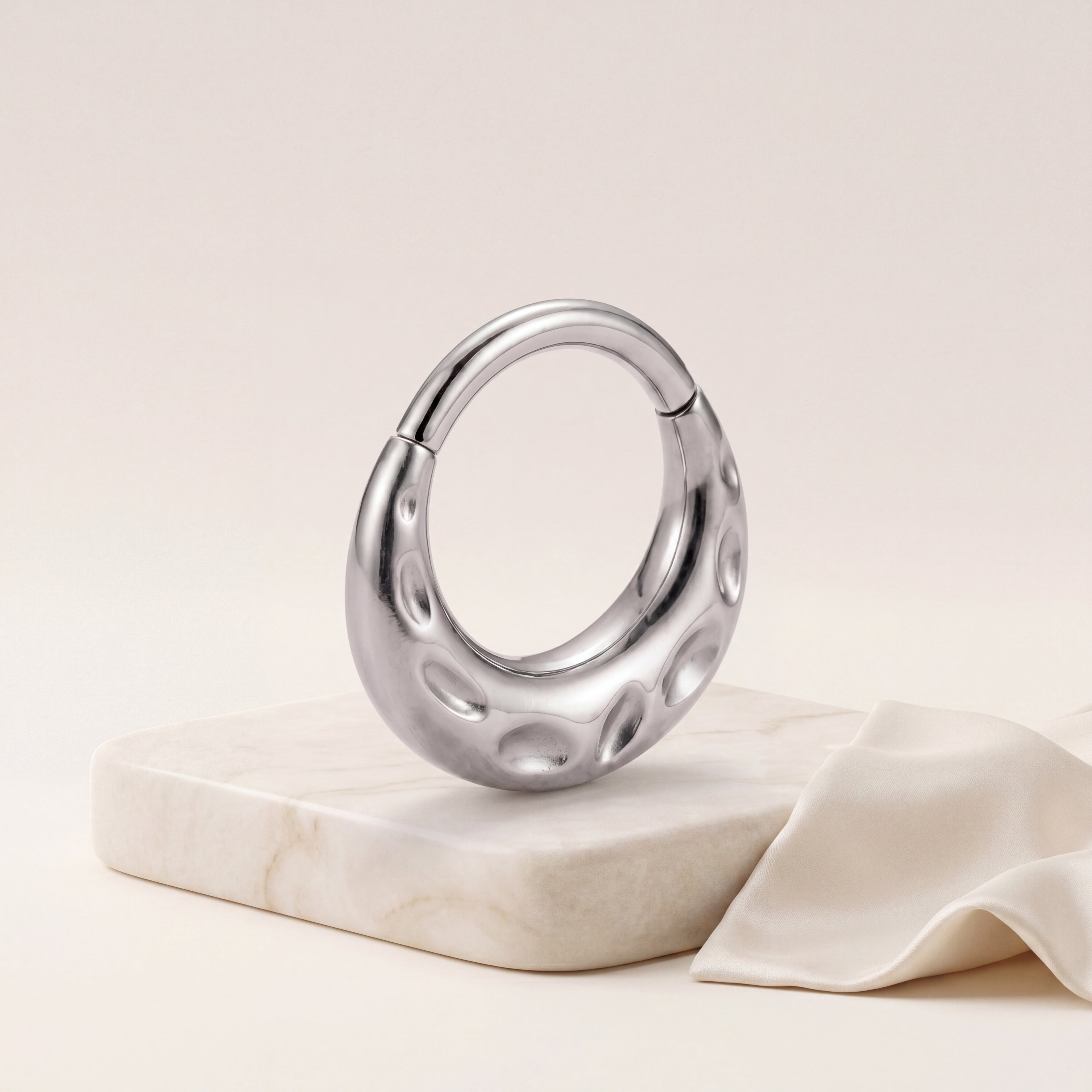 Bubble Texture Titanium Hoop Earrings - image 5