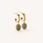 Sterling Silver Aventurine Jade Drop Stud Earrings detail