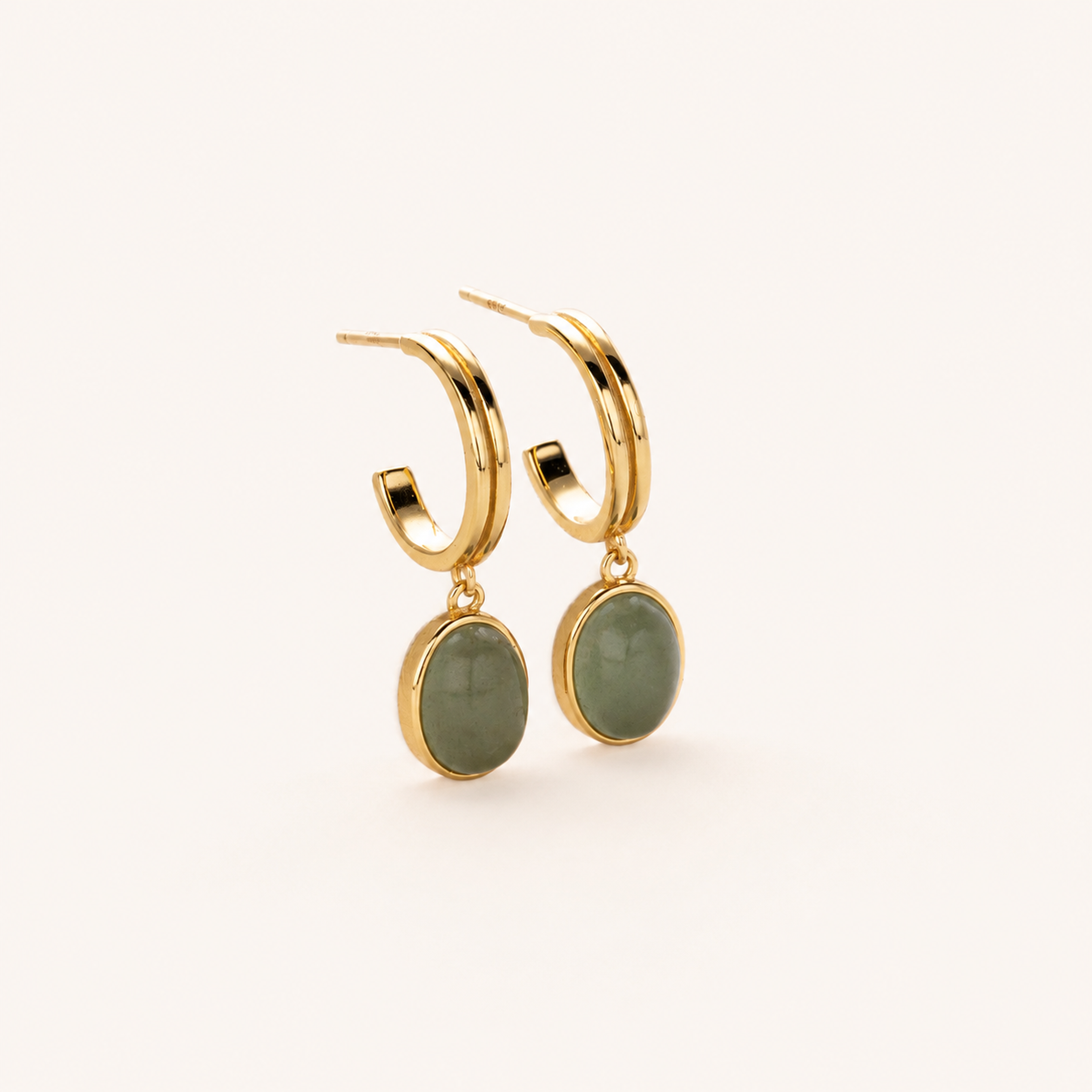 Sterling Silver Aventurine Jade Drop Stud Earrings detail
