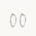 Slim Pave Titanium Hoop Earrings - Silver