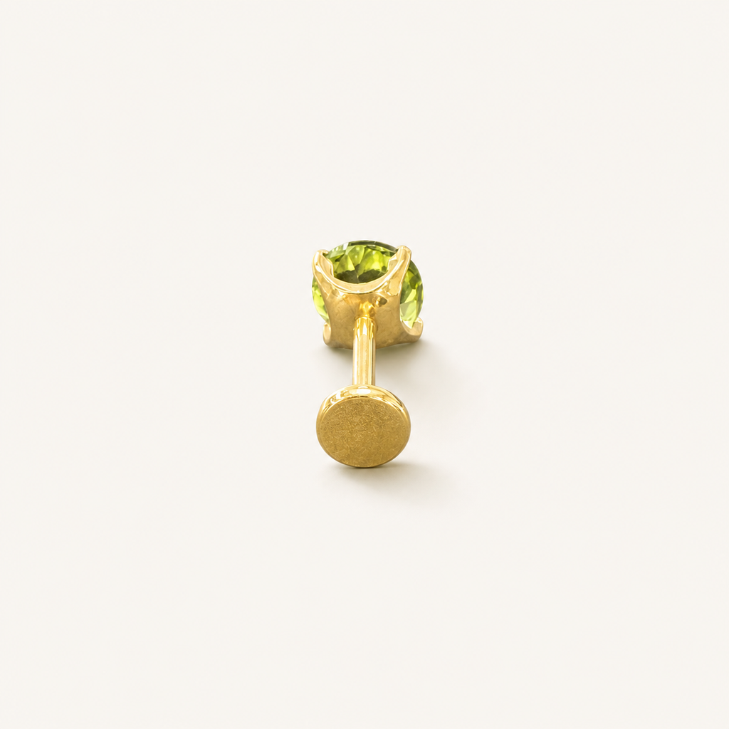 Titanium Peridot Flat Back Stud Earrings