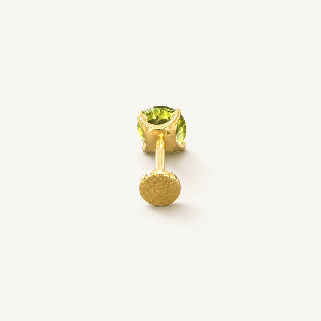 Titanium Peridot Flat Back Stud Earrings