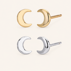 Sterling Silver Polished Moon Stud Earrings
