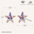 Sterling Silver Colorful Zirconia Stud Earrings - Platinum