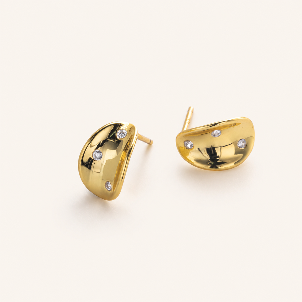 Sterling Silver French Concave Vintage Stud Earrings detail view