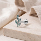 Moss Agate Leaf Spray Titanium Flat Back Earring - image 5
