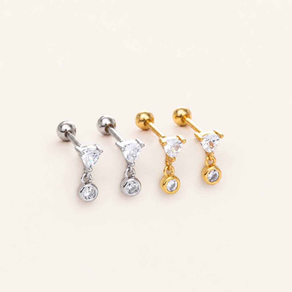 Sterling Silver Pave Zirconia Flat Back Earrings detail view