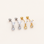 Sterling Silver Pave Zirconia Flat Back Earrings detail view