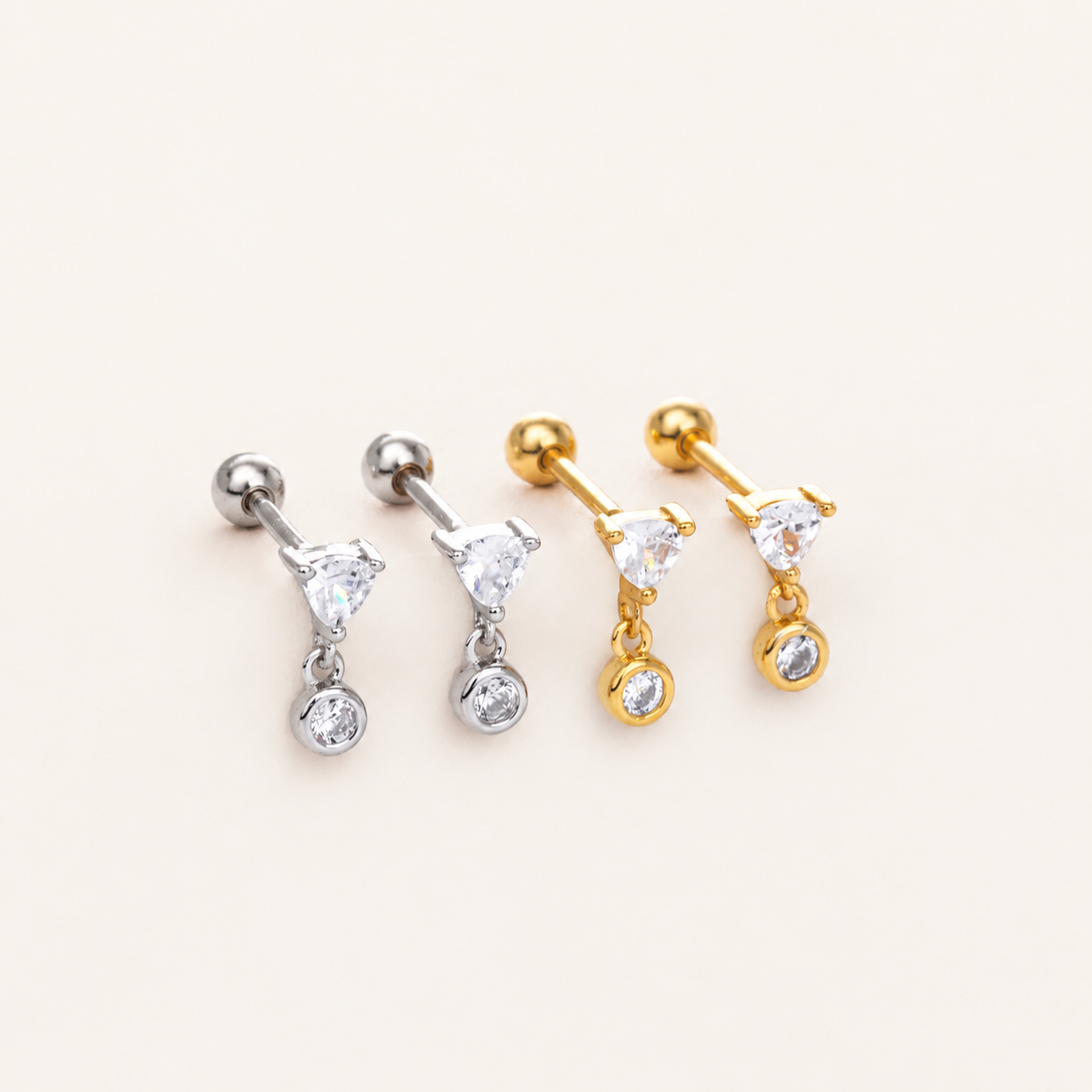 Sterling Silver Pave Zirconia Flat Back Earrings detail view