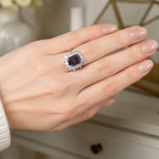 Deco Regent Lab-Grown Alexandrite Ring worn on hand