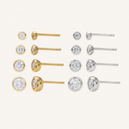 Sterling Silver Round Zirconia Stud Earrings