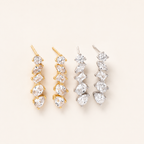 Sterling Silver Zirconia Chain Drop Stud Earrings detail