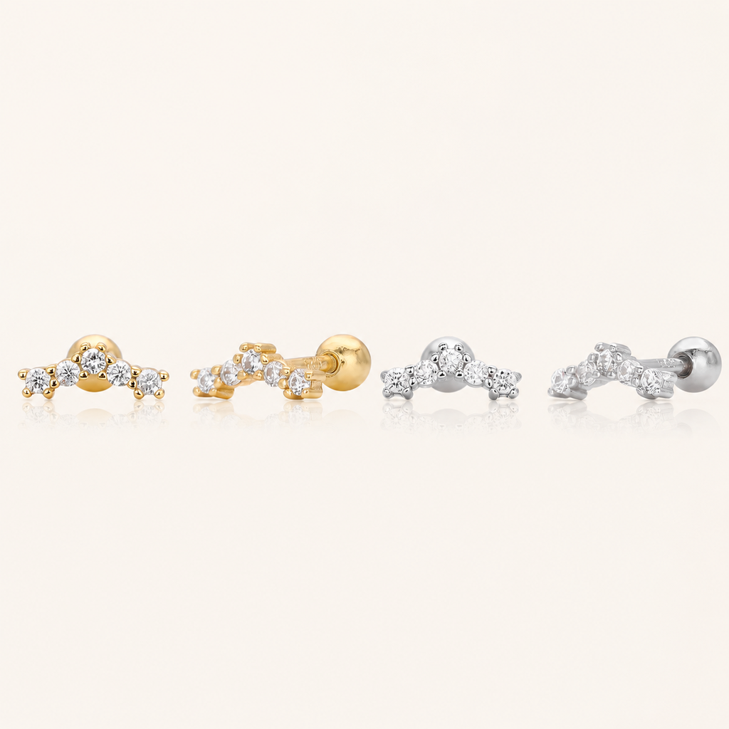 Sterling Silver Cubic Zirconia Flat Back Earrings
