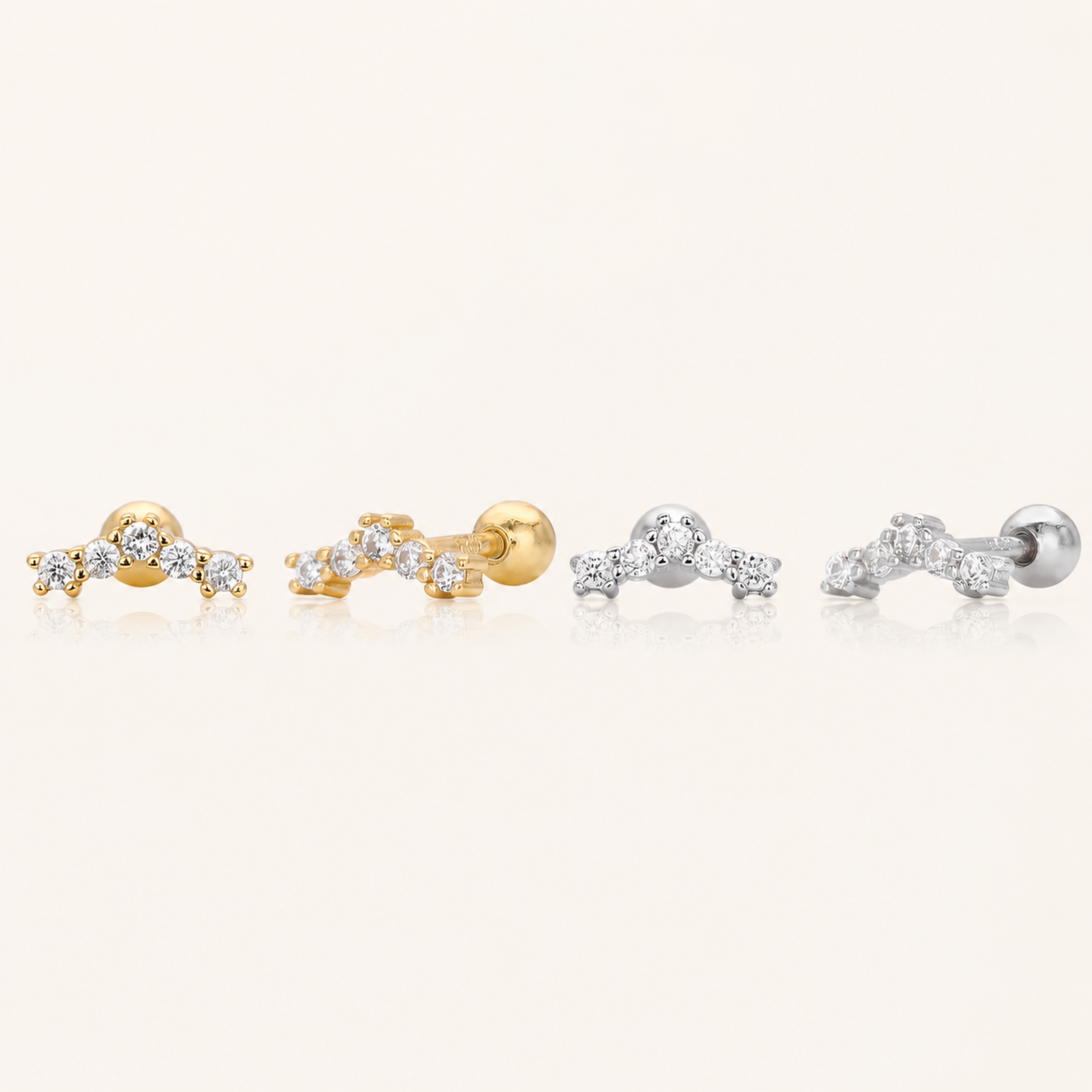 Sterling Silver Cubic Zirconia Flat Back Earrings
