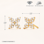 Sterling Silver Four-Leaf Clover Chain Drop Stud Earrings - Gold