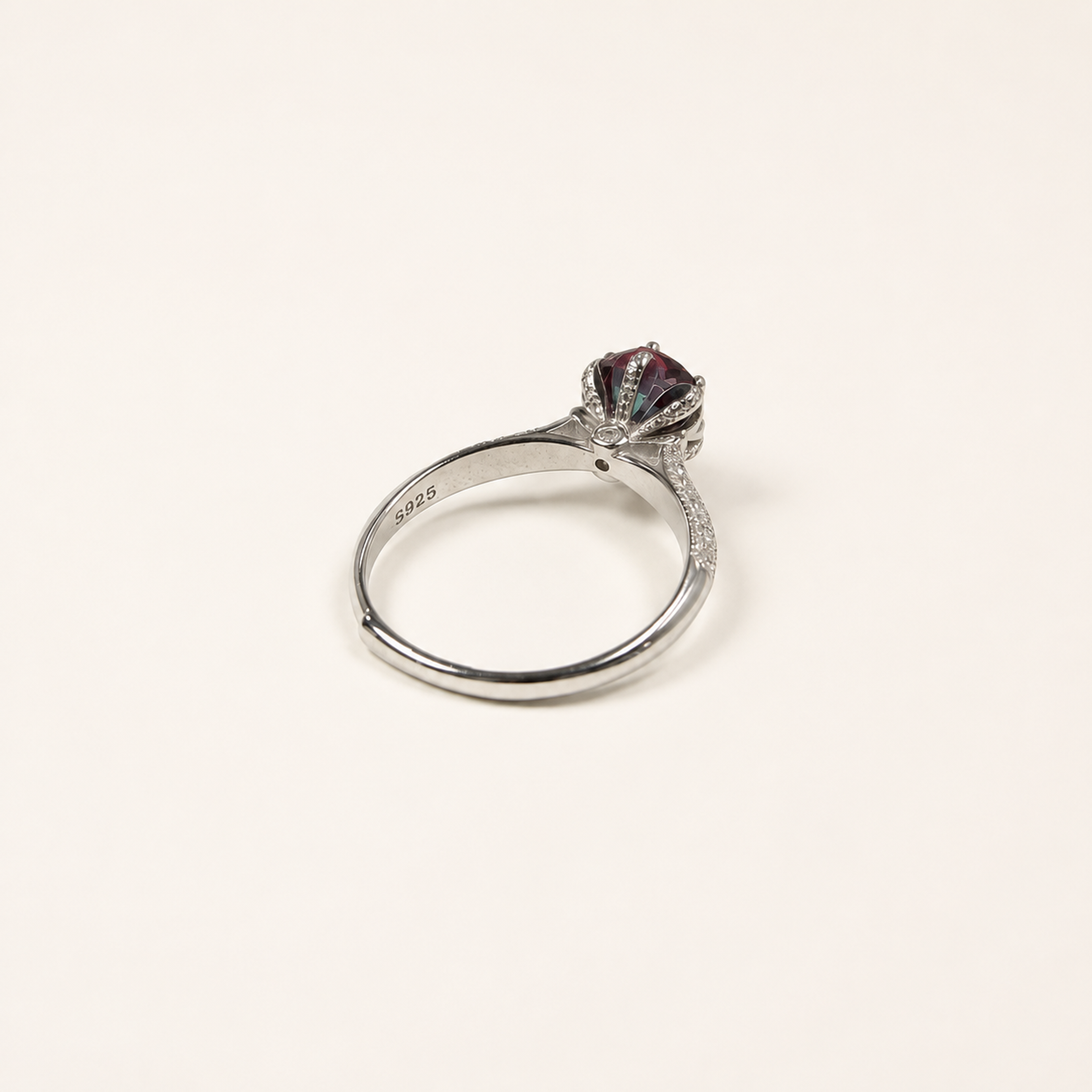 Petal Crown Lab-Grown Alexandrite Ring side view