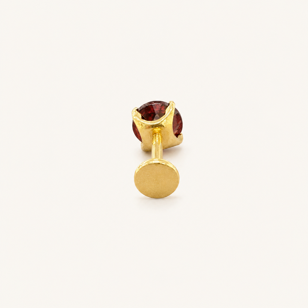 Titanium Garnet Flat Back Stud Earrings