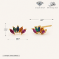 Sterling Silver Colorful Teardrop Zirconia Stud Earrings - Gold