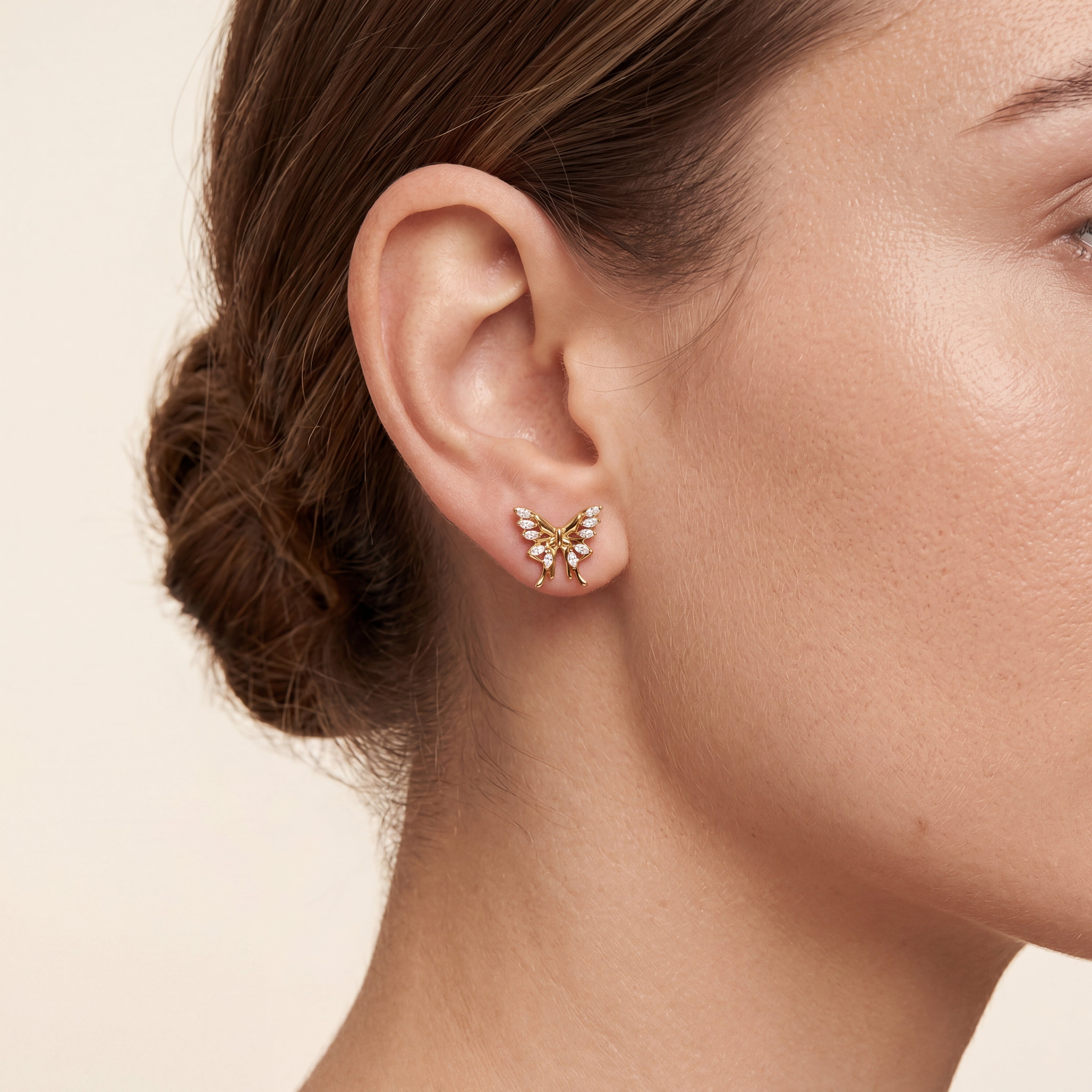 Open Butterfly Crystal Titanium Flat Back Earring - image 2