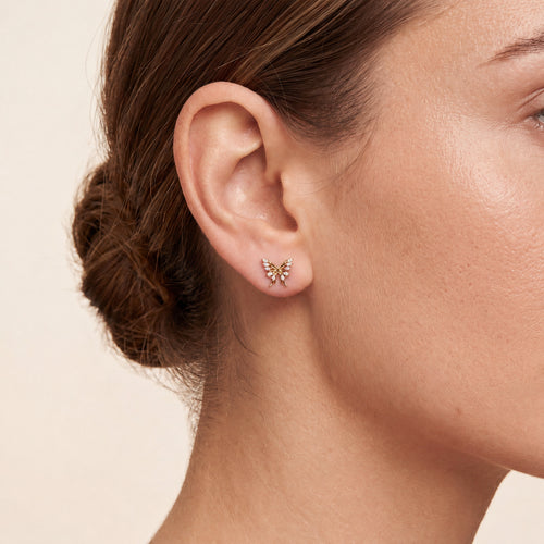 Open Butterfly Crystal Titanium Flat Back Earring - image 2