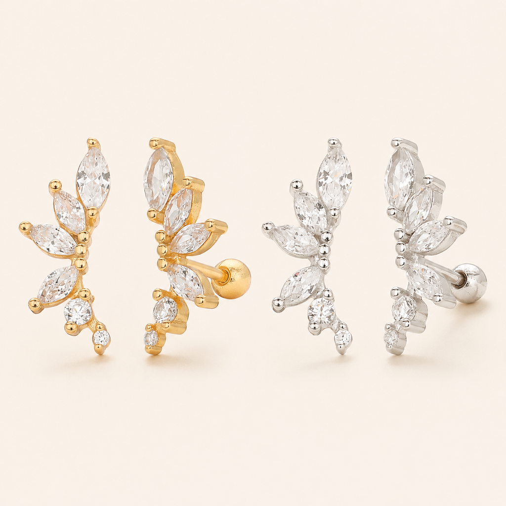 Sterling Silver Zirconia Ball Flat Back Earrings