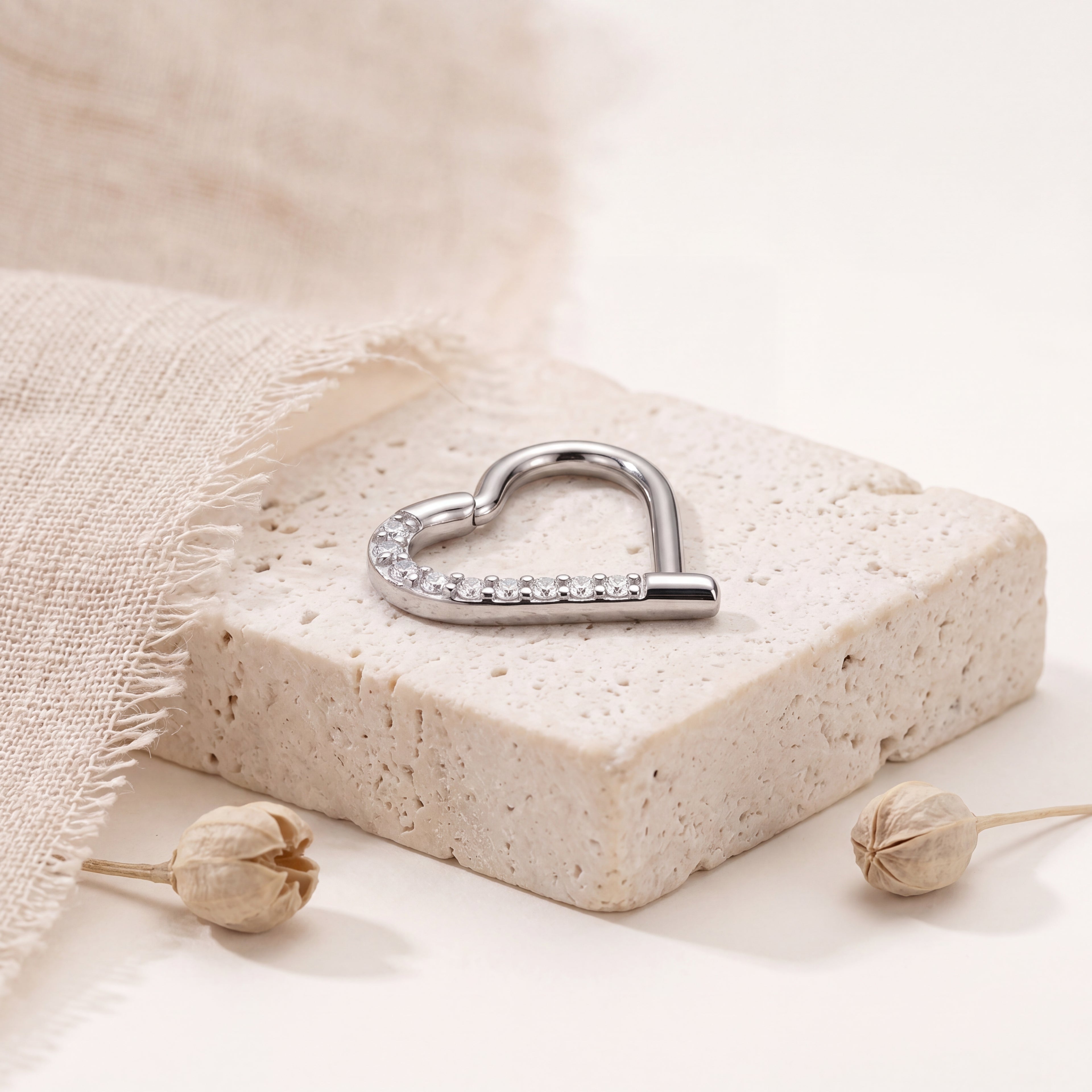 Crystal Heart Titanium Hoop Earrings - image 5