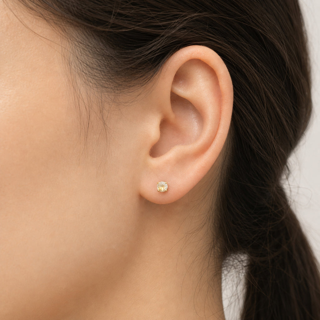 Titanium Rose Quartz Flat Back Stud Earrings