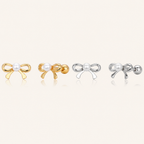 Sterling Silver Pearl Bow Flat Back Earrings