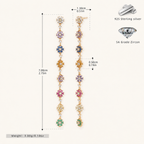 Sterling Silver Colorful Flower Chain Drop Stud Earrings - Gold / White