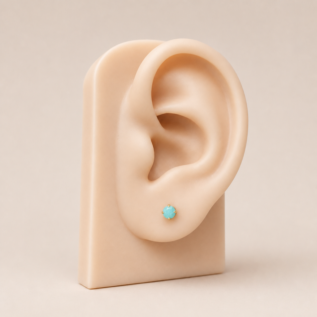 Titanium Amazonite Flat Back Stud Earrings