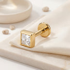 Geometric Square Titanium Stud Earrings - image 5