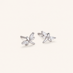 Sterling Silver Zirconia Butterfly Stud Earrings detail view