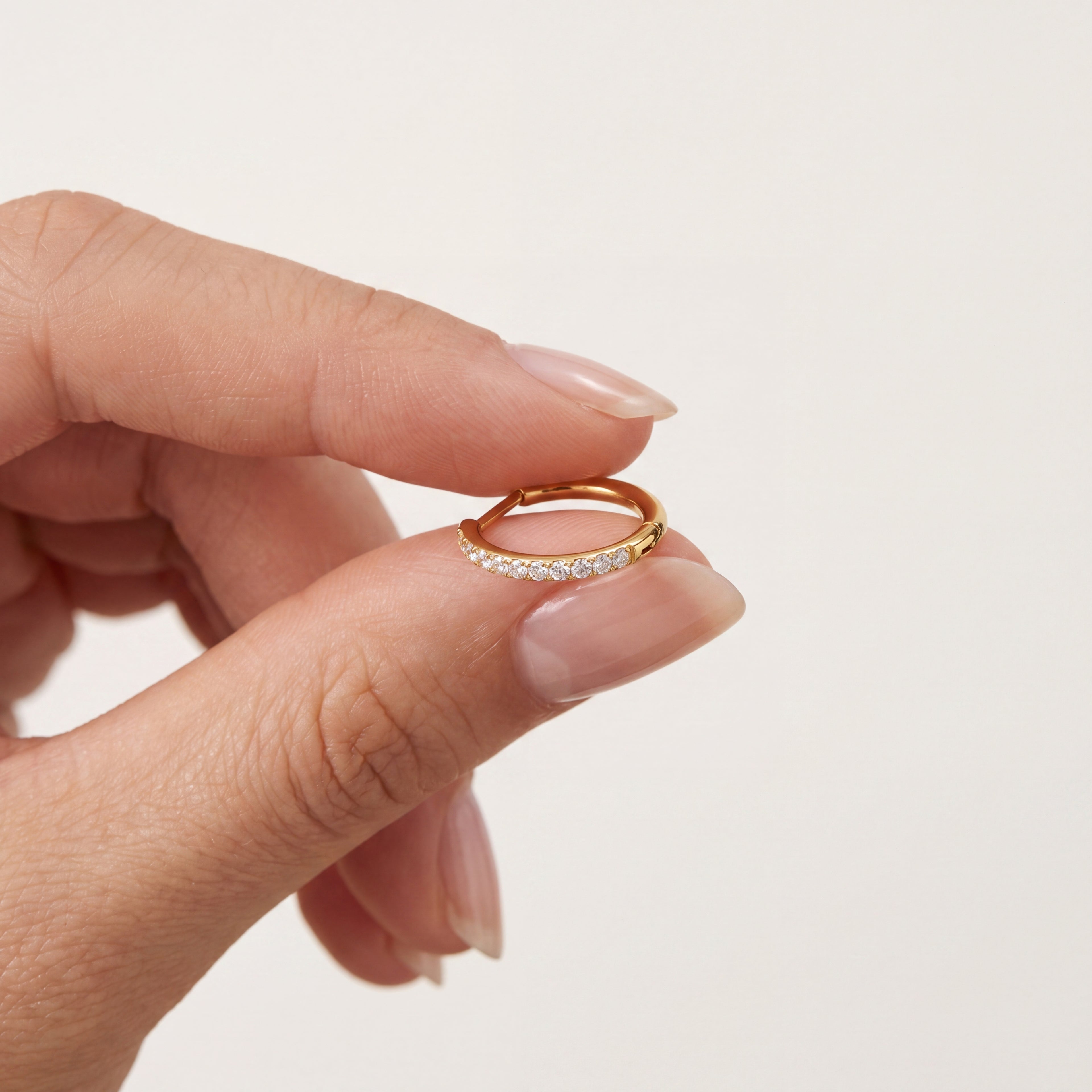 Crystal Oval Titanium Hoop Earrings - image 4