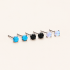 Sterling Silver Gemstone Solitaire Stud Earrings detail view