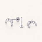 Sterling Silver Croissant Twist Flat Back Earrings detail view