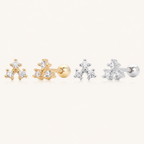Sterling Silver Screw-Back Zirconia Stud Earrings