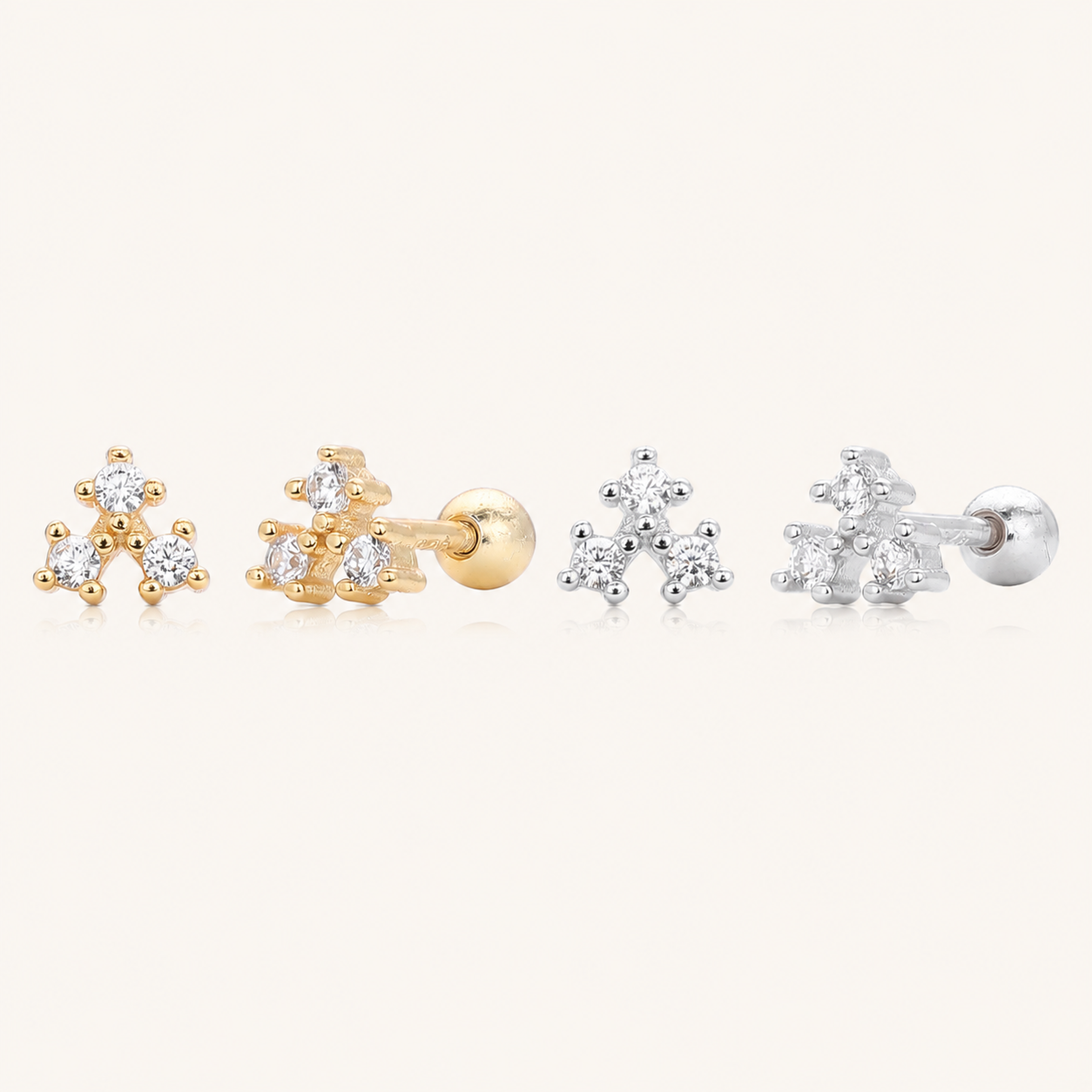 Sterling Silver Screw-Back Zirconia Stud Earrings